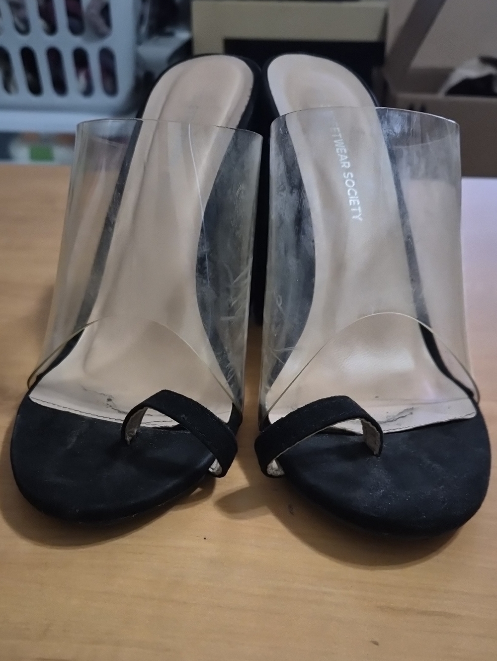 Black Clear Block Heel
